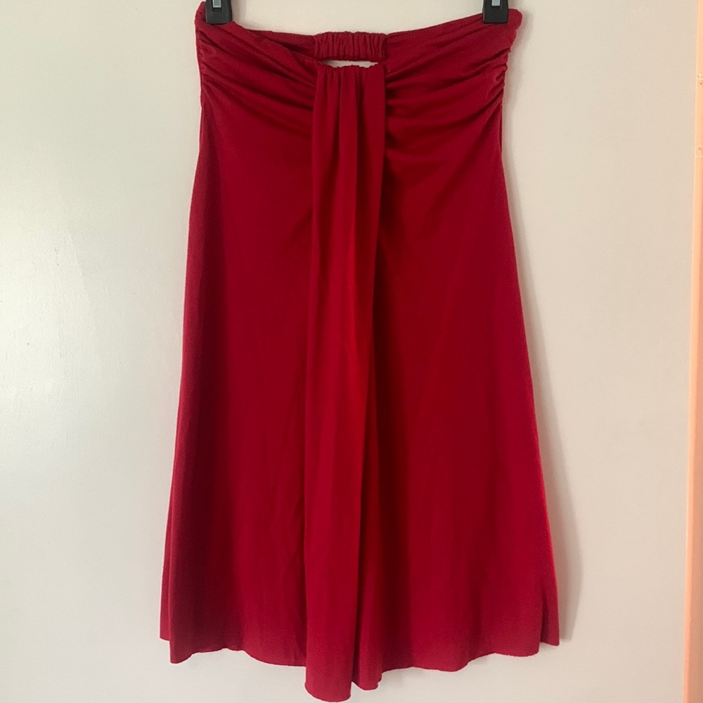 Aqua red strapless baby doll dress